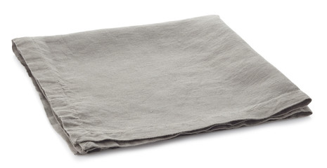 Folded natural grey cotton napkin - obrazy, fototapety, plakaty
