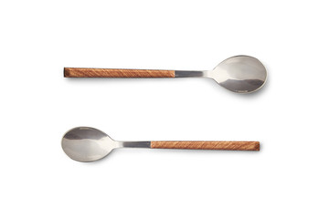 Modern stylish spoons on a white background. Spoon isolated