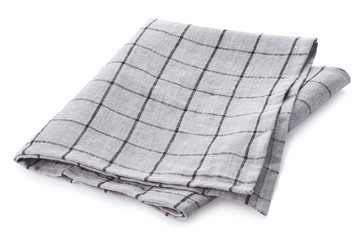 Folded light grey checkered cotton napkin