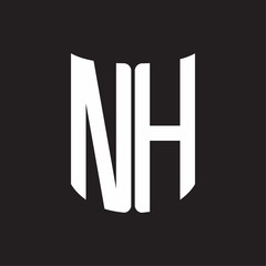 NH Logo monogram with ribbon style design template on black background