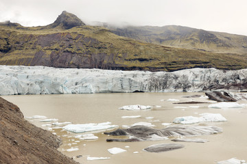 Svinafellsjokull Glacier landscape in Skaftafell Natural Park, Iceland, Europe