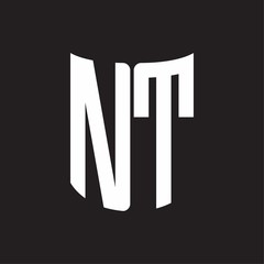 NT NLogo monogram with ribbon style design template on black background