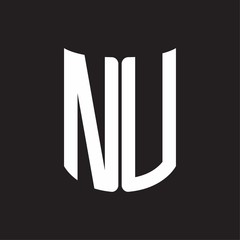 NU Logo monogram with ribbon style design template on black background