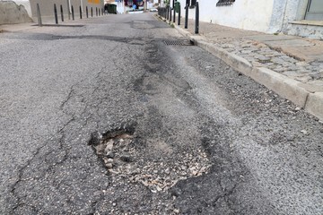 Street pothole in Portugal