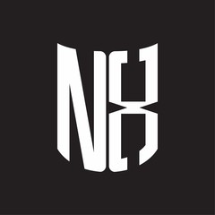 NX Logo monogram with ribbon style design template on black background