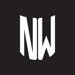 NW Logo monogram with ribbon style design template on black background