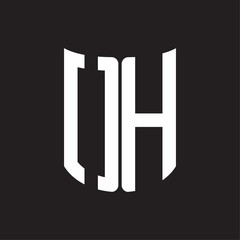OH Logo monogram with ribbon style design template on black background