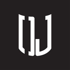OJ Logo monogram with ribbon style design template on black background