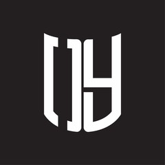 OY Logo monogram with ribbon style design template on black background