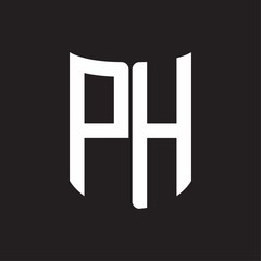 PH Logo monogram with ribbon style design template on black background