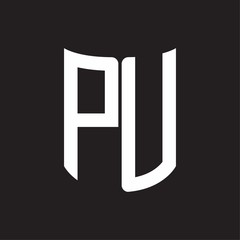PU Logo monogram with ribbon style design template on black background
