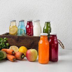 Organic detox cocktails with fresh fruits and vegetables