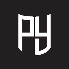 PY Logo monogram with ribbon style design template on black background