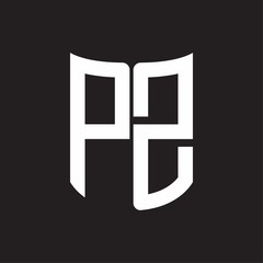 PZ Logo monogram with ribbon style design template on black background