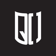 QO Logo monogram with ribbon style design template on black background