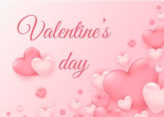 Valentine's day poster with pink hearts 