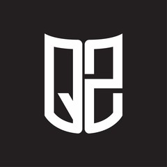QZ Logo monogram with ribbon style design template on black background