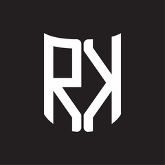 RK Logo monogram with ribbon style design template on black background
