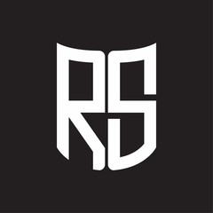 RS Logo monogram with ribbon style design template on black background