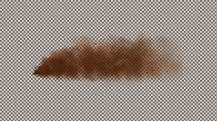 Dust cloud with small particles or grains of sand isolated on a transparent background. Dirty sandy cloud vector illustration.Smoke.