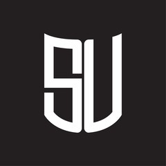 SU Logo monogram with ribbon style design template on black background