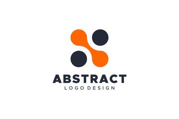 Abstract Letter N Logo. Dot Liquid Connection Technology. Flat Vector Logo Design Template Element