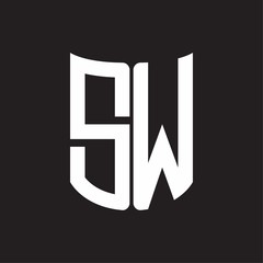 SW Logo monogram with ribbon style design template on black background