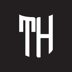 TH Logo monogram with ribbon style design template on black background