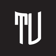 TU Logo monogram with ribbon style design template on black background