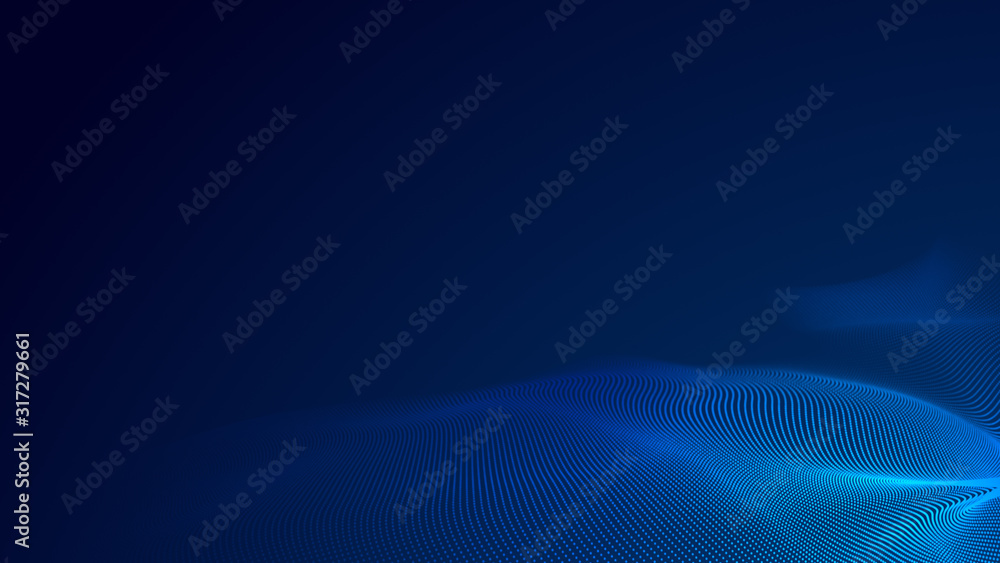 Poster dot blue wave light screen gradient texture background. abstract technology big data digital backgro