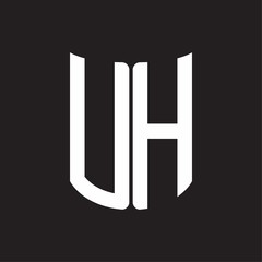 UH Logo monogram with ribbon style design template on black background