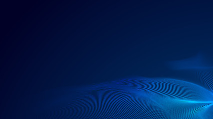 Dot blue wave light screen gradient texture background. Abstract  technology big data digital background. 3d rendering.