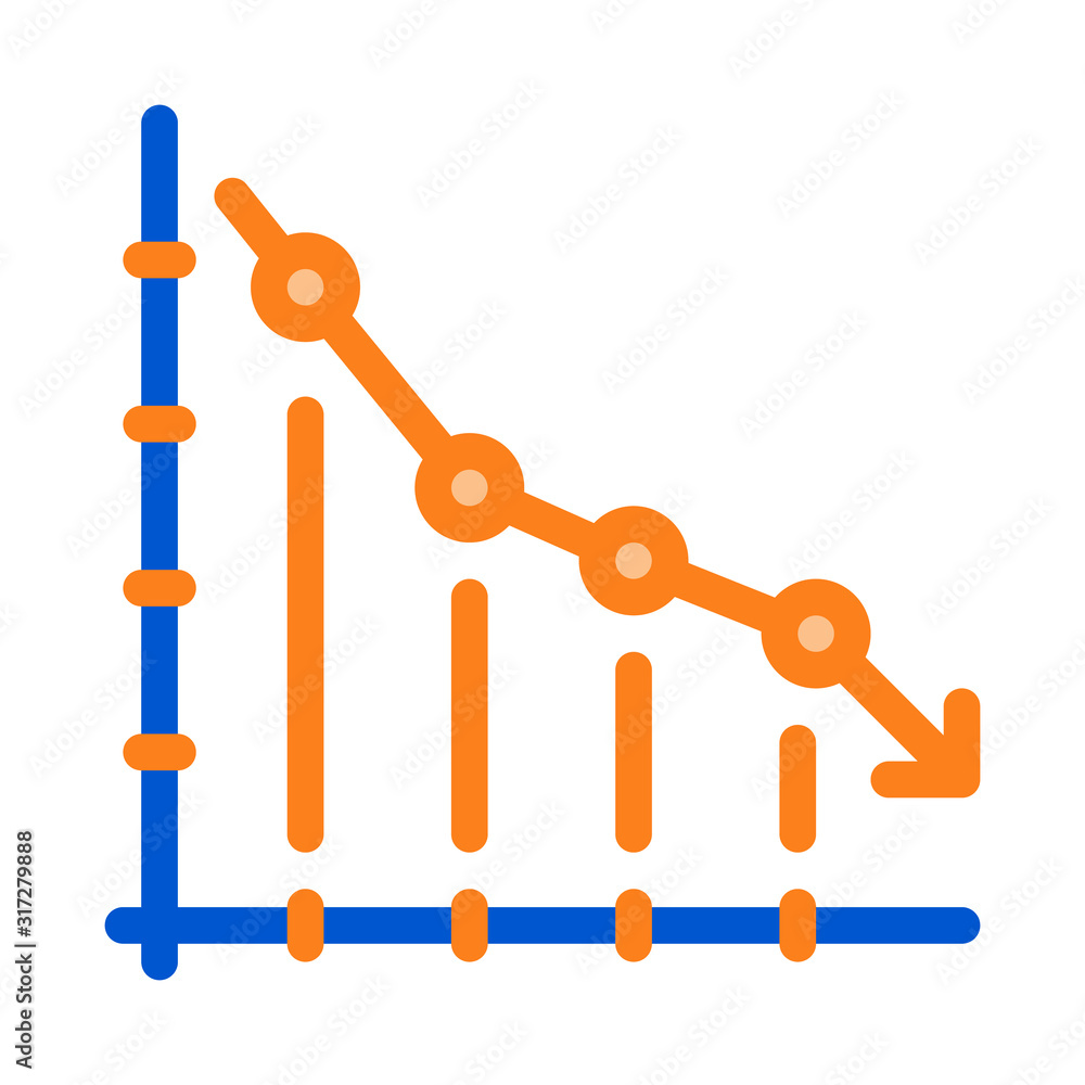 Poster falling chart icon vector. outline falling chart sign. isolated contour symbol illustration