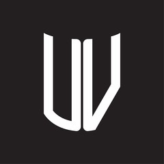 UV Logo monogram with ribbon style design template on black background