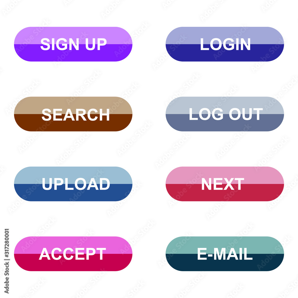 Aufkleber Set of modern material style buttons for website, mobile app and infographic template Different gradient colors illustration graphic and web design.