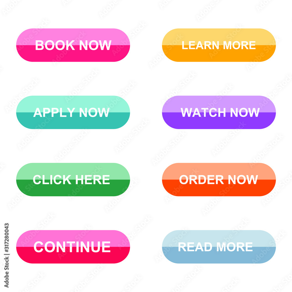Aufkleber Set of modern material style buttons for website, mobile app and infographic template Different gradient colors illustration graphic and web design.