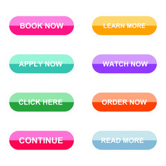 Set of modern material style buttons for website, mobile app and infographic template Different gradient colors illustration graphic and web design.