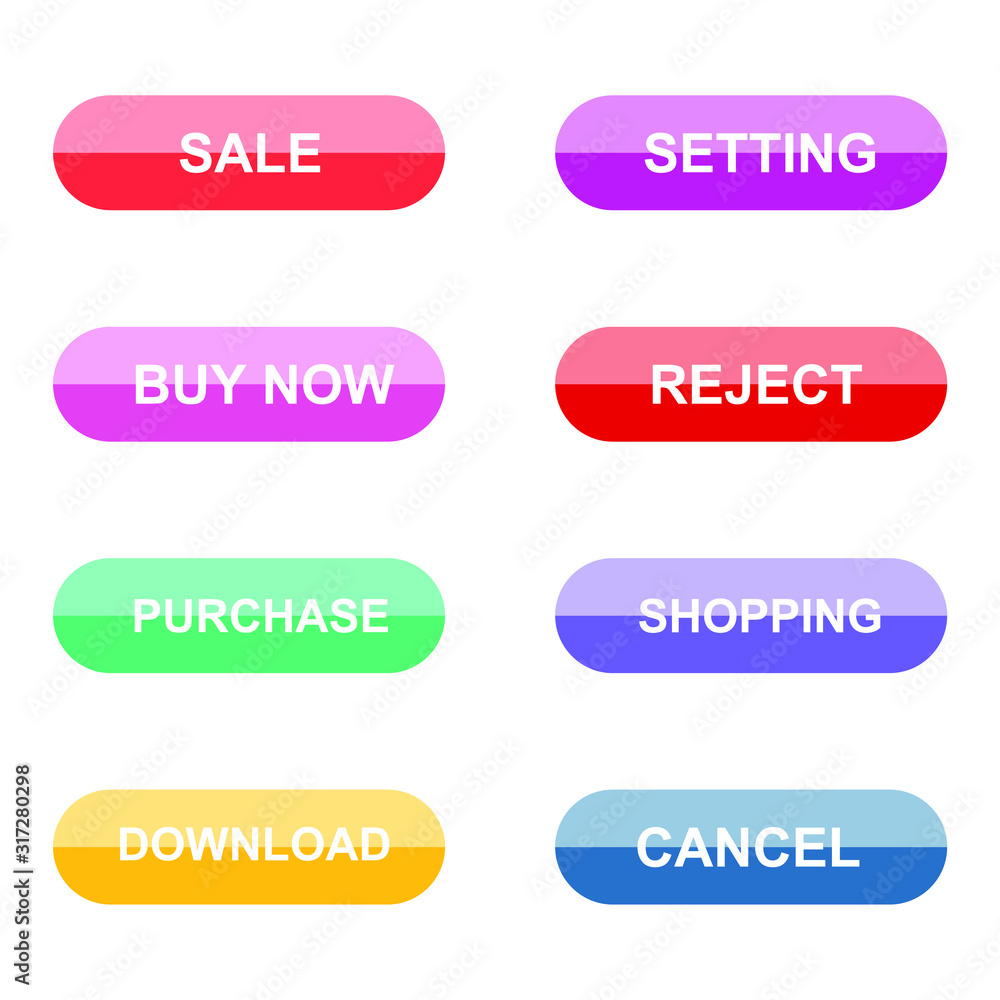 Poster Set of modern material style buttons for website, mobile app and infographic template Different gradient colors illustration graphic and web design.