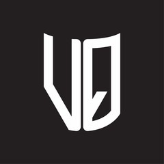 VQ Logo monogram with ribbon style design template on black background