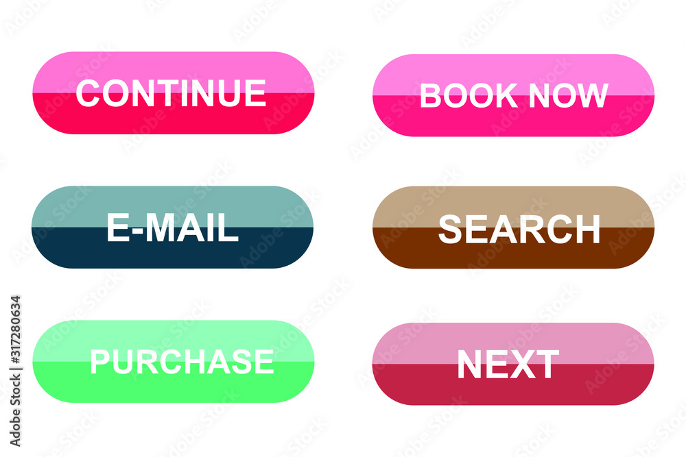 Poster Set of modern material style buttons for website, mobile app and infographic template Different gradient colors illustration graphic and web design.