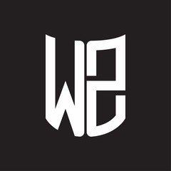 WZ Logo monogram with ribbon style design template on black background
