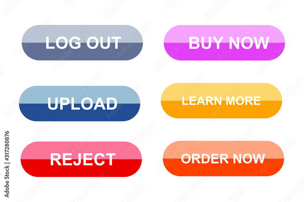 Aufkleber Set of modern material style buttons for website, mobile app and infographic template Different gradient colors illustration graphic and web design.