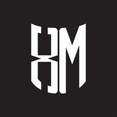 XM Logo monogram with ribbon style design template on black background