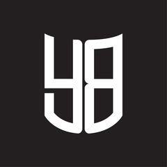 YB Logo monogram with ribbon style design template on black background