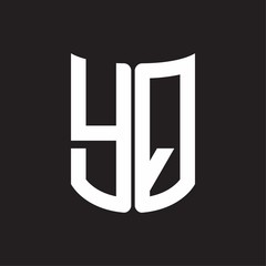 YQ Logo monogram with ribbon style design template on black background