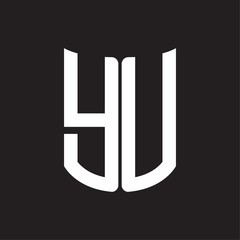 YU Logo monogram with ribbon style design template on black background