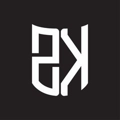 ZK Logo monogram with ribbon style design template on black background