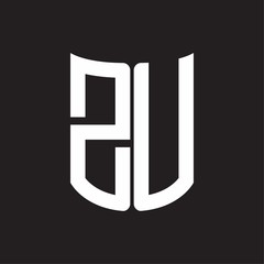ZU Logo monogram with ribbon style design template on black background