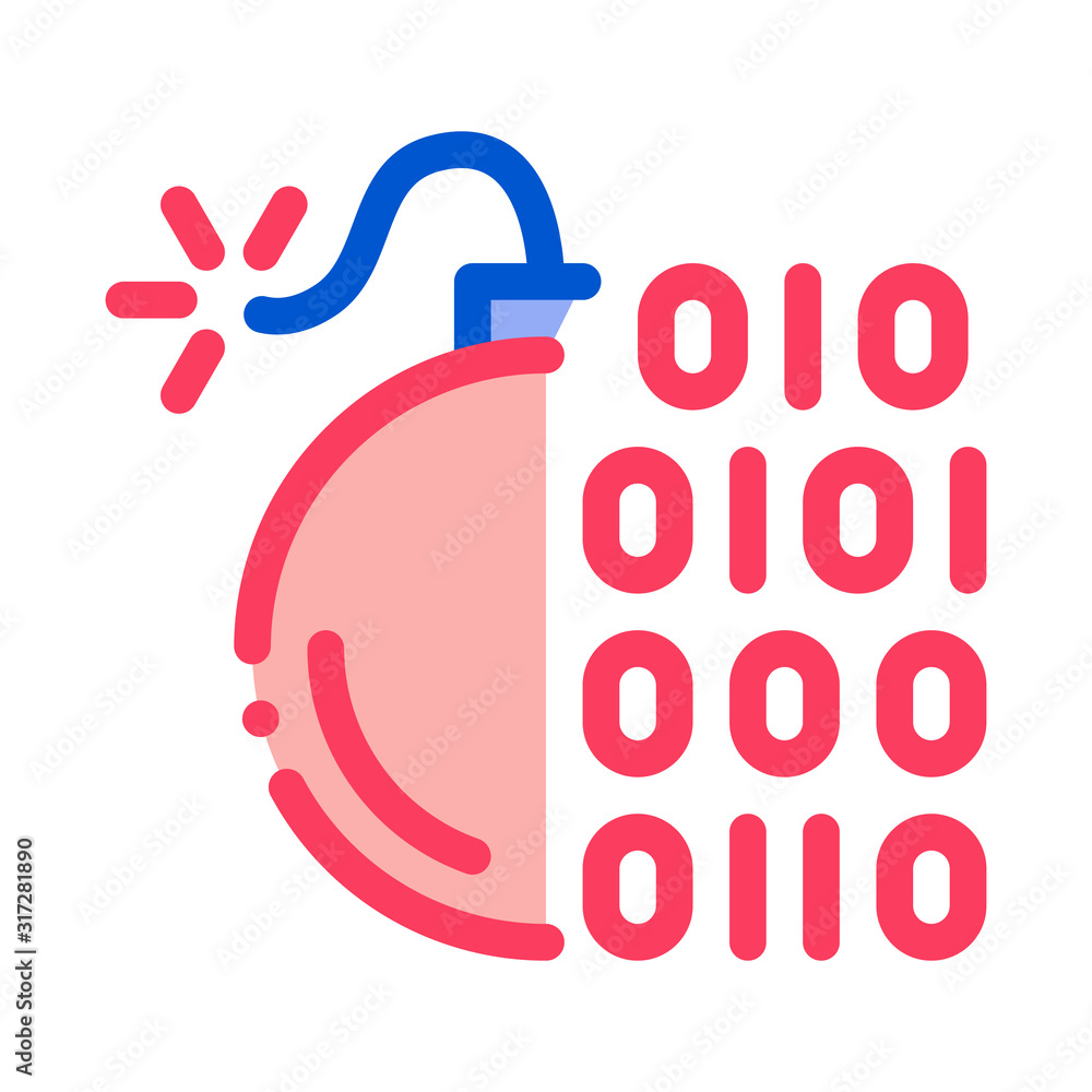 Poster binary code bomb icon vector. outline binary code bomb sign. isolated contour symbol illustration