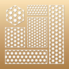 Laser cut vector panels (ratio: 1:1, 1:4, 2:1, 2:3, 3:1). Cutout silhouette with geometric football pattern. The set is suitable for engraving, laser cutting wood, metal, stencil manufacturing.